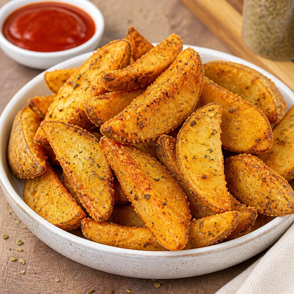 Potato Wedges Kopi Ruang Hati dengan fried potato bread crumb oregano dan salt